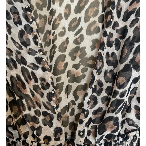 Victoria's Secret Sz XS S Long Leopard Print Sheer Ruffled Robe Jacket Cover-Up - Picture 4 of 16